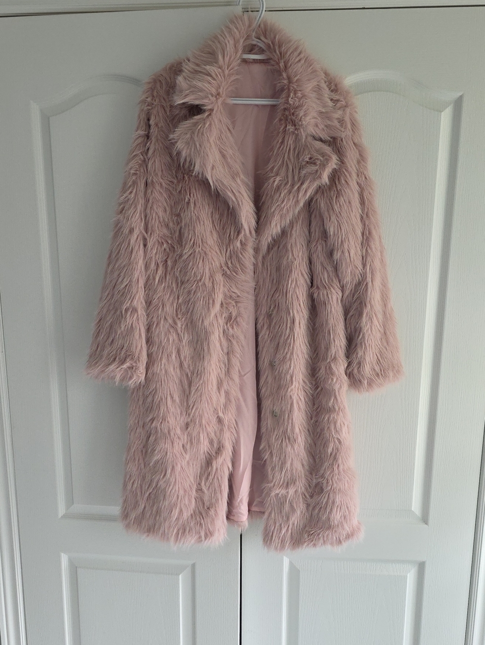 Light Pink Faux Fur Coat with Satin Lining